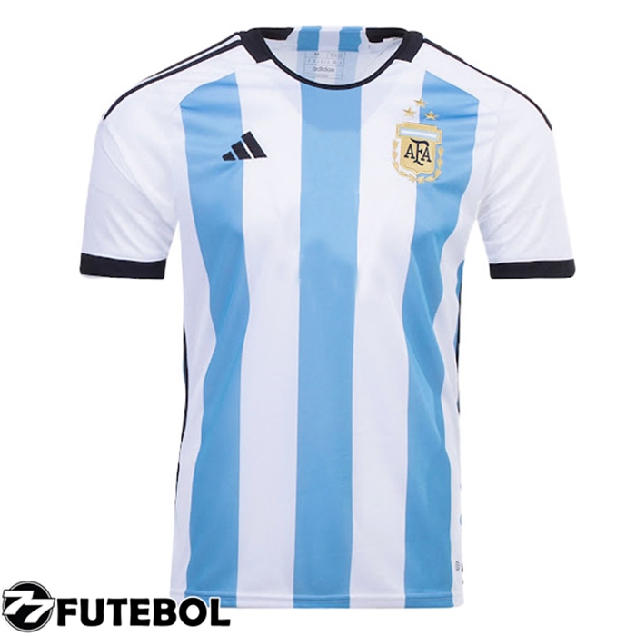 Camisa Nacional Argentina 3 Stars Home Copa Do Mundo 2022