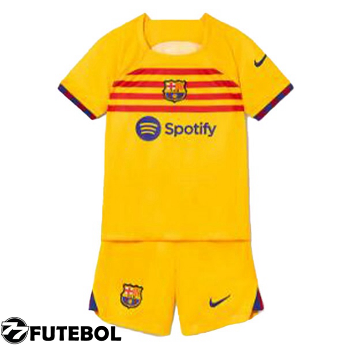 Camisas De Futebol FC Barcelona Infantil Fourth Amarillo 2022/2023